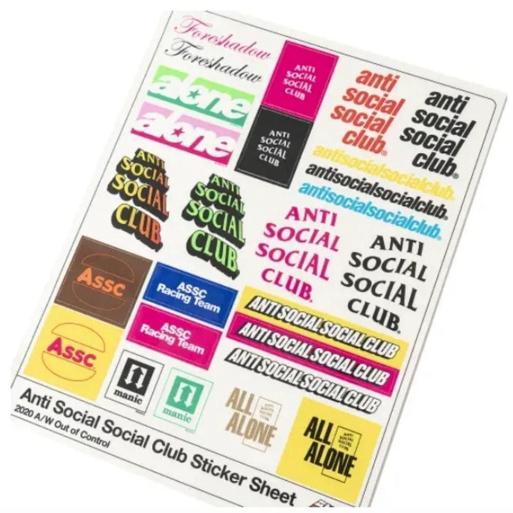 Anti Social Social Club Collectible Streetwear Sticker Sheet - (2 Sheets)